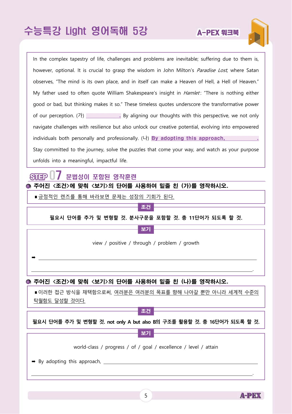 수능특강Light 영어독해 5강 워크북 (5지문)_preview_undefined
