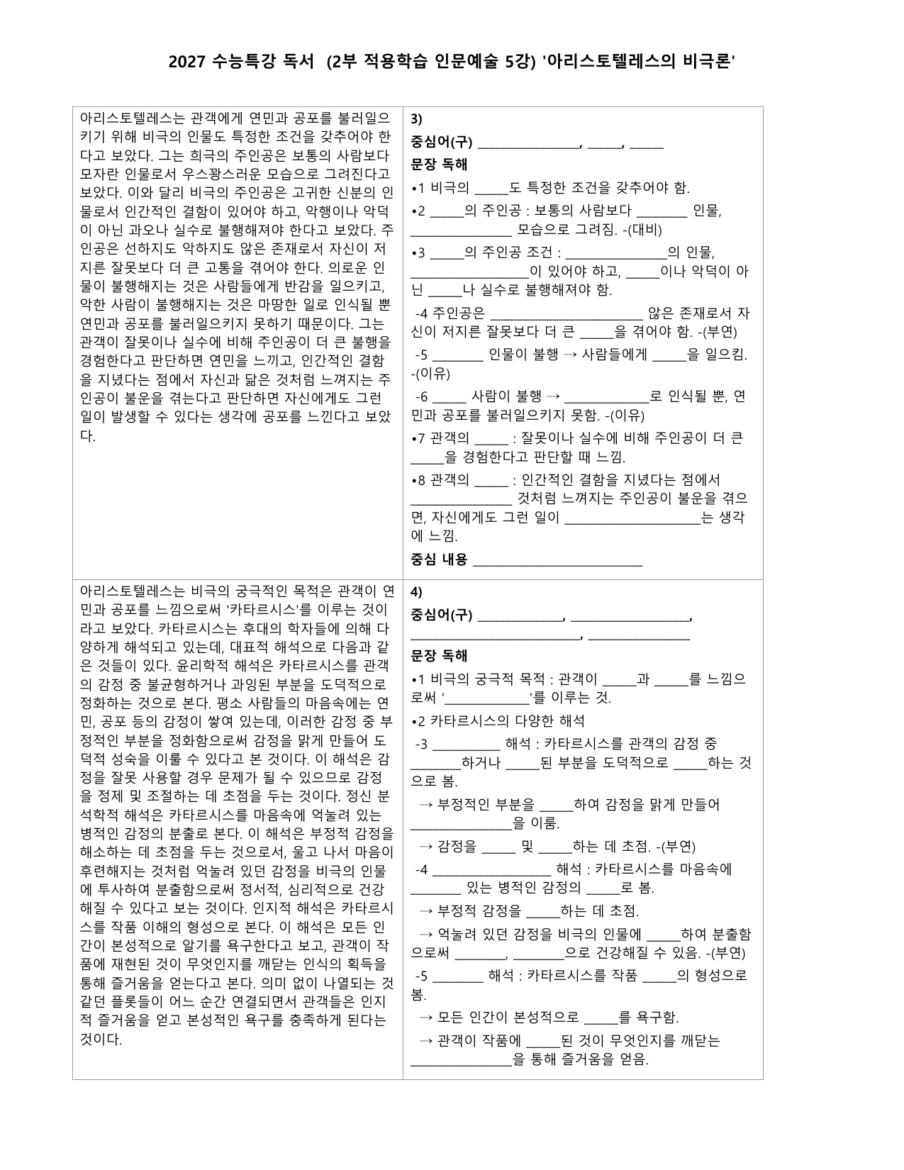 27 수특 독서 2부 인문예술 05강 아리스토텔레스의 비극론 분석+문제_preview_undefined