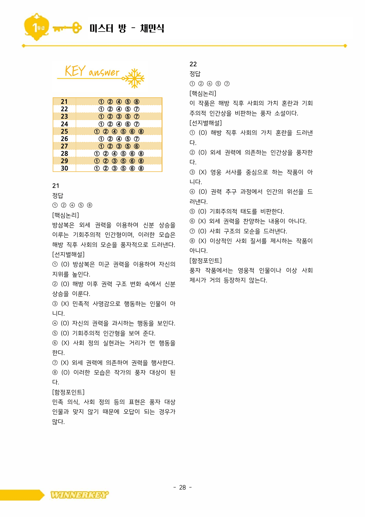 30문항 >22개정 동아 문학 1-1 미스터 방 다지선다_preview_undefined
