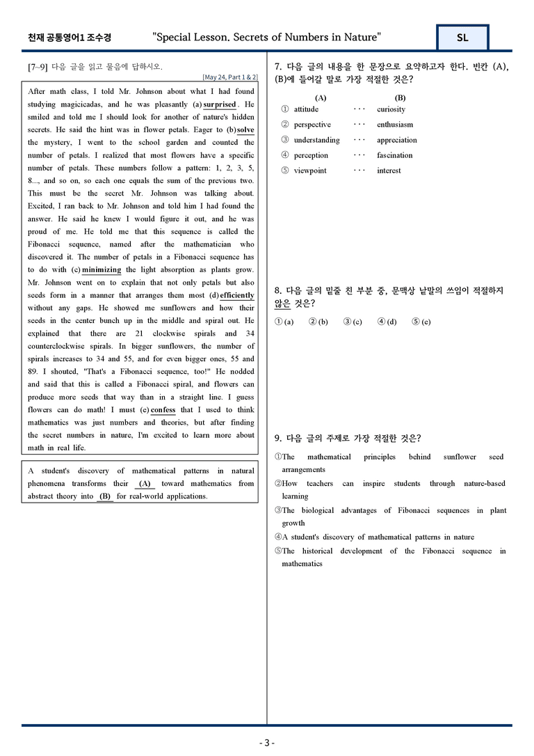 천재 조수경 공통영어1 변형문제 Special Lesson 80문항 by 지영랩_preview_3
