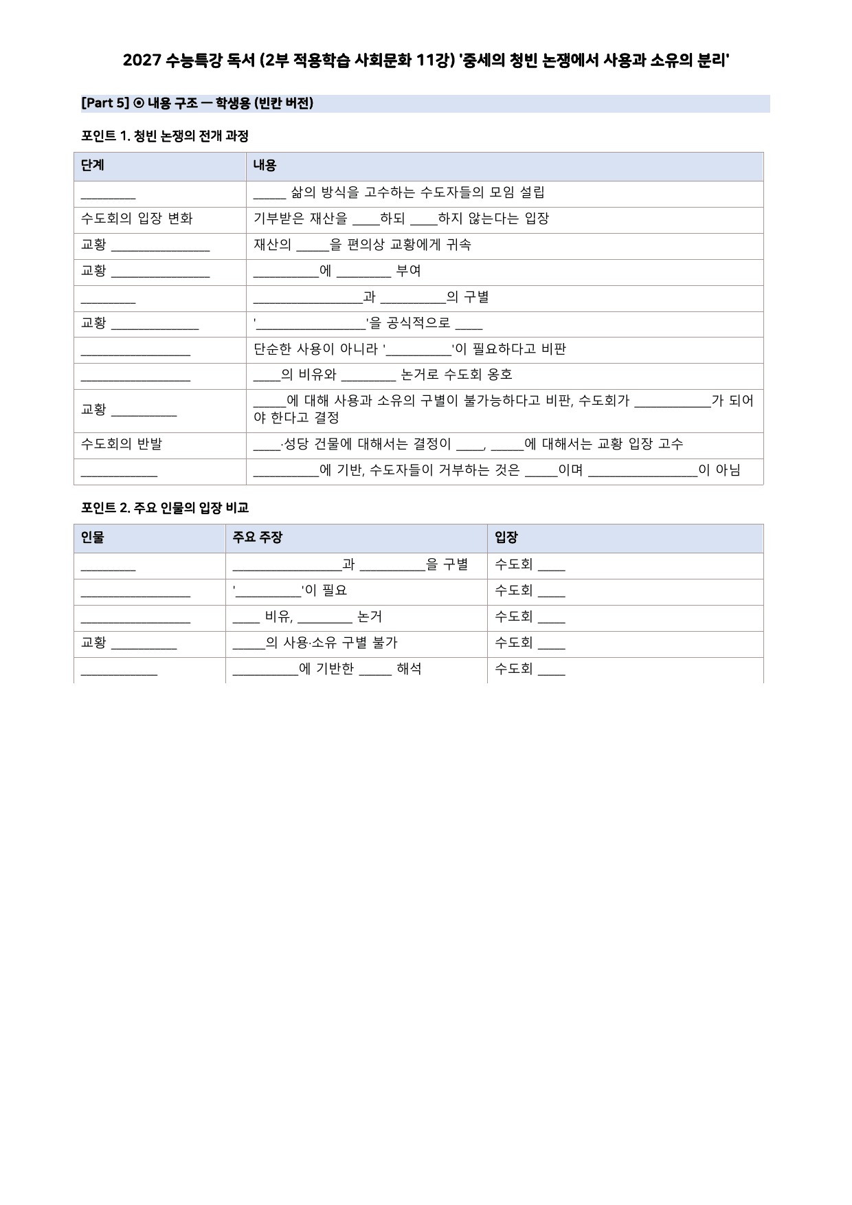 27 수특 독서 2부 사회문화 11강 중세의 청빈 논쟁에서 ~ 분석+문제_preview_undefined