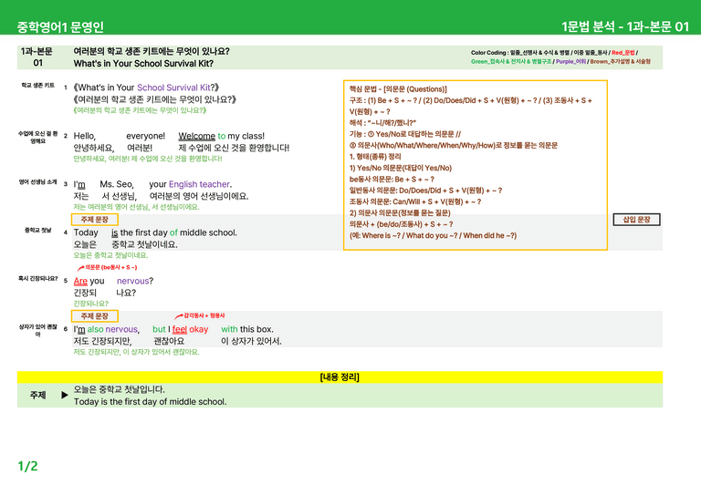 2022 개정 중1 미래엔 문영인 - 1-2과상세분석 by 시드 잉글리쉬_preview_1