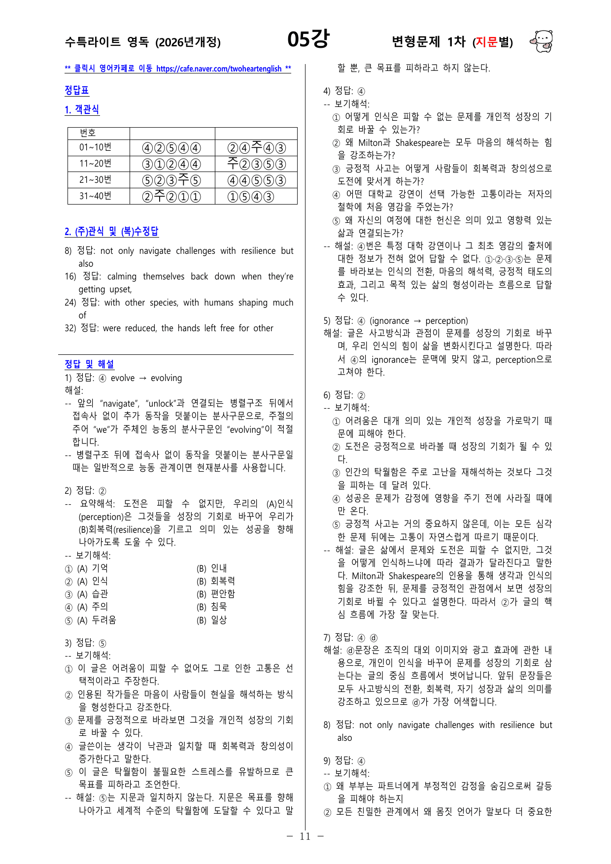 수능특강 Light 영어독해연습 - 05강 변형문제 1차_preview_undefined