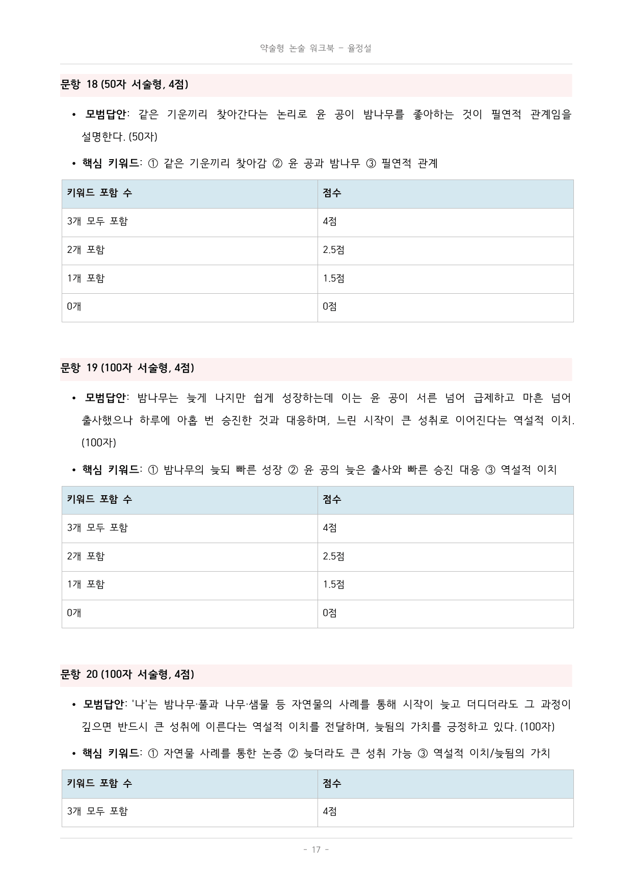 국민대_가천대_약술형 논술 대비_워크북_수능특강_문학_율정설_preview_undefined