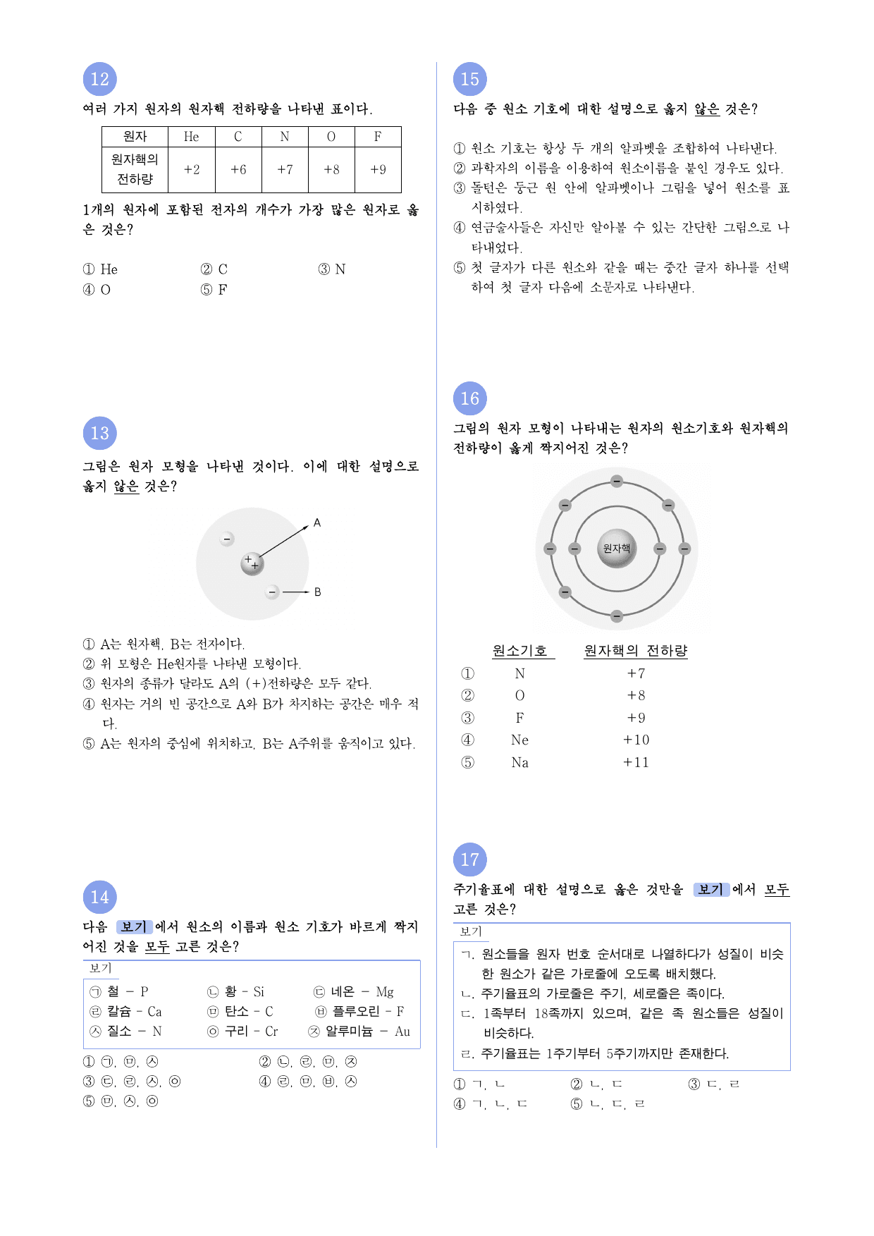 22개정 중2 4-1 원소와 주기율표 유형별 문제_preview_undefined