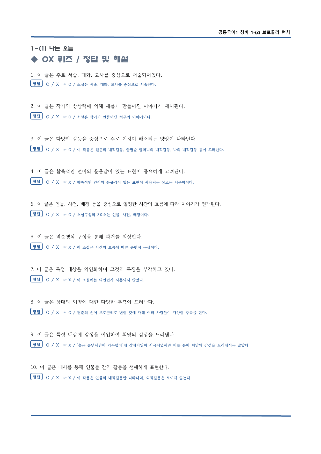 창비 공통국어1 1-2 브로콜리 펀치 OX문제 60문항_preview_undefined