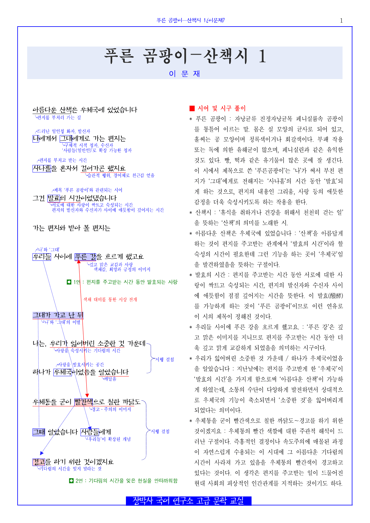 푸른곰팡이-산책시 1(이문재) 분석+해설+문제_preview_undefined