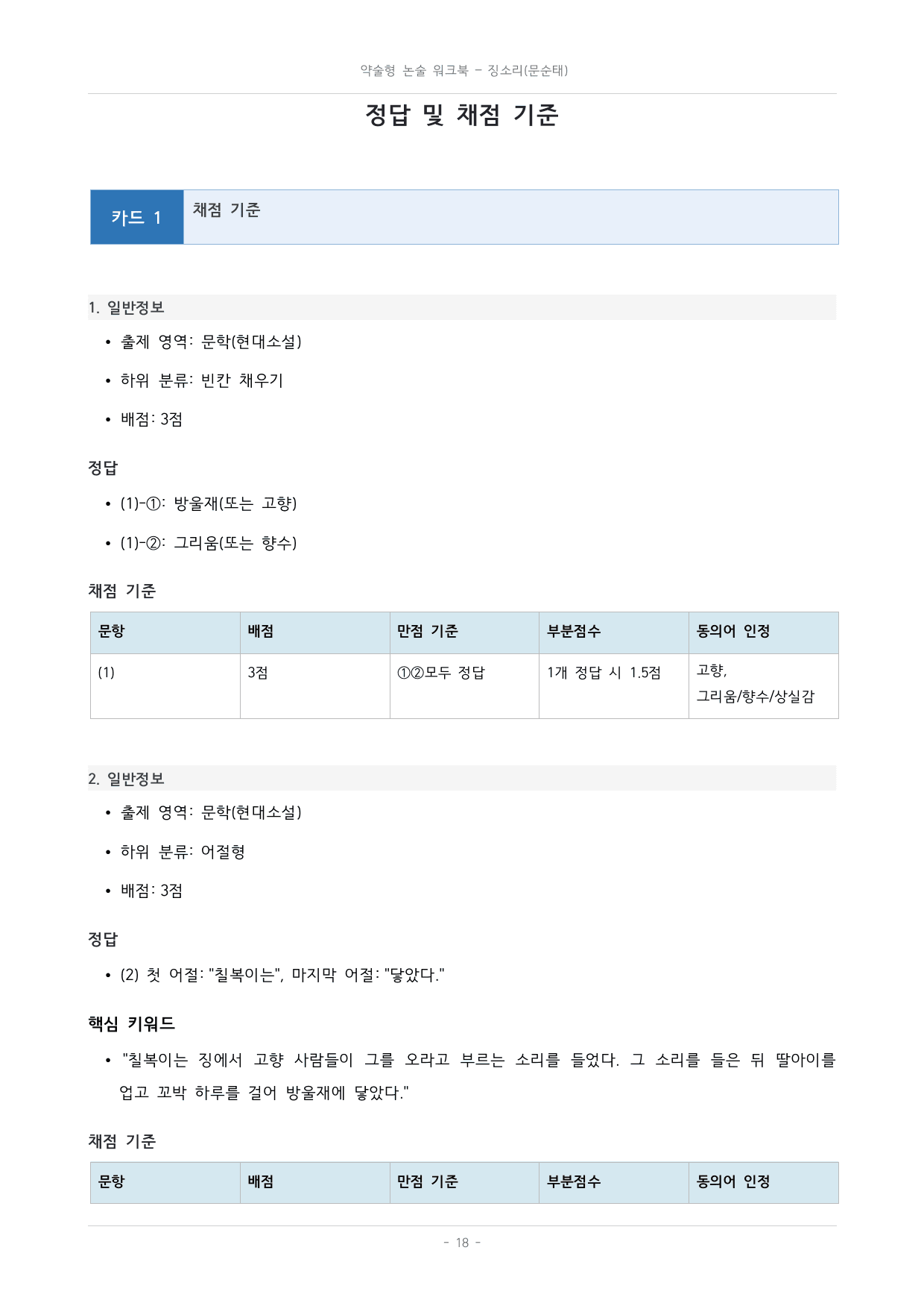 국민대_가천대_약술형 논술_워크북_수능특강_문학_교과서개념학습_징소리_preview_undefined
