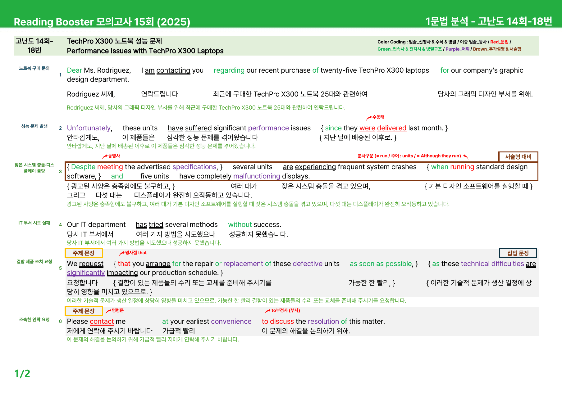 리딩부스터 모의고사 15회 (2025) - 14회 본문분석_preview_undefined