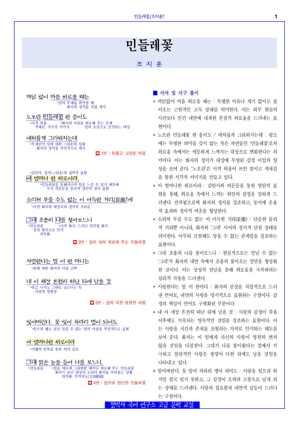민들레꽃(조지훈) 분석+해설+문제_preview_undefined