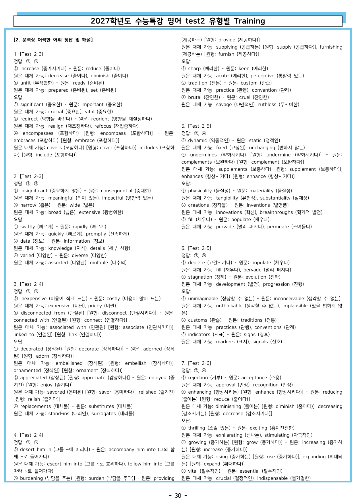 2027학년도 수능특강 영어 TEST 2 유형별 Training_preview_undefined