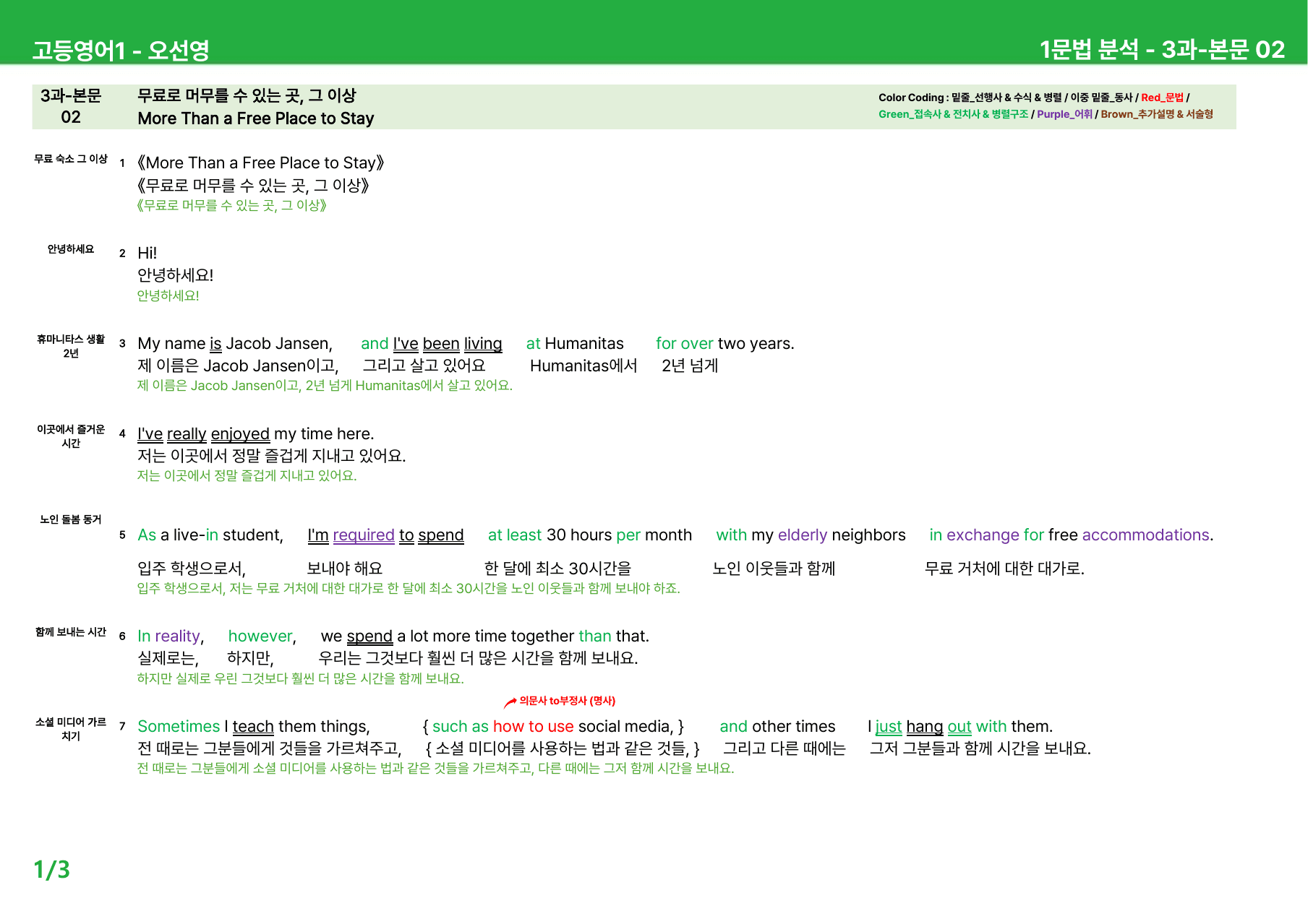 고등영어1 오선영 3과 - 본문분석_preview_undefined