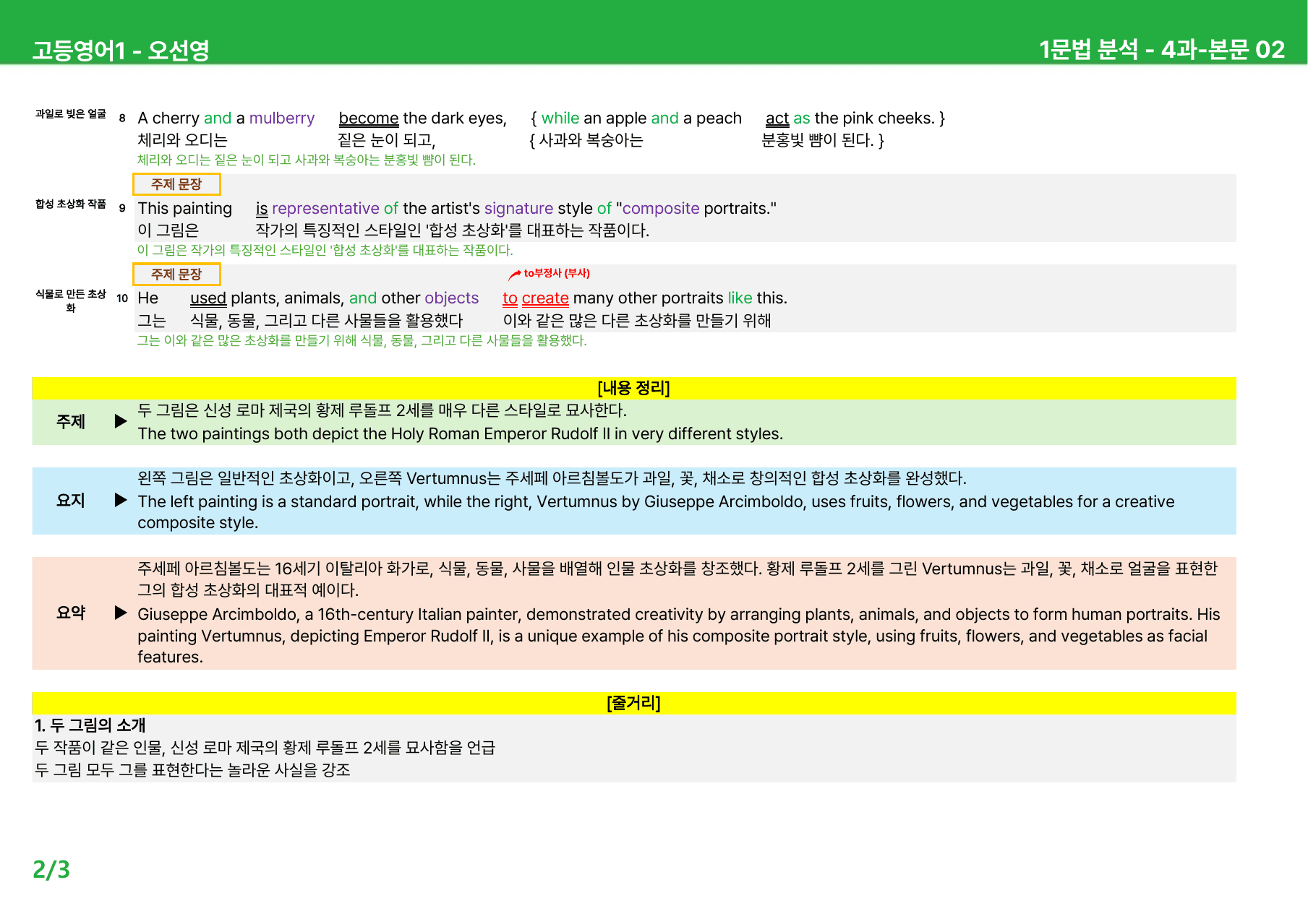 고등영어1 오선영 4과 - 본문분석_preview_undefined