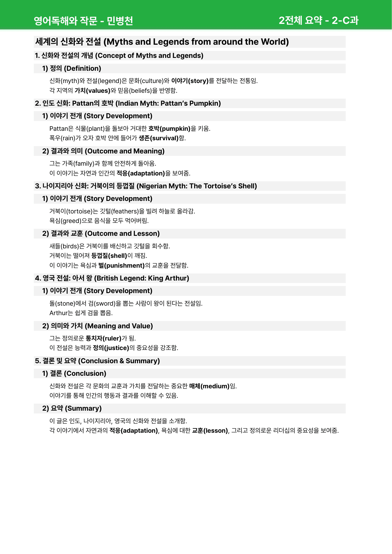 영어 독해와 작문 민병천 2과 - 본문분석_preview_undefined