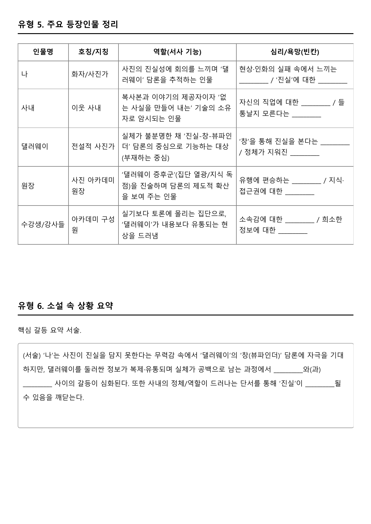 2026학년 3월 고1 모의고사 문학 현대소설 델러웨이의 창 변형문제_preview_undefined
