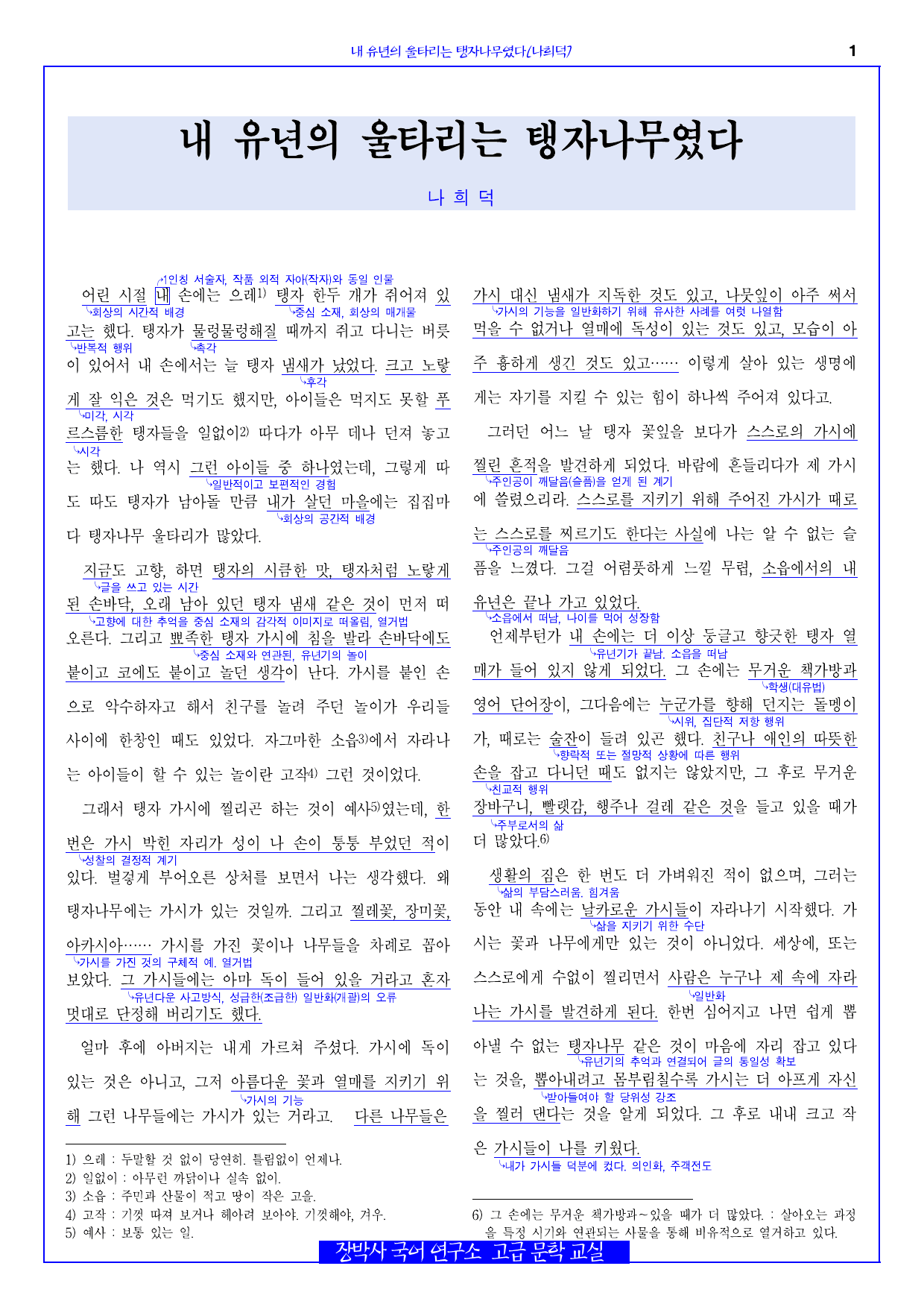 내 유년의 울타리는 탱자나무였다(나희덕) 전문+분석+해설+문제_preview_undefined