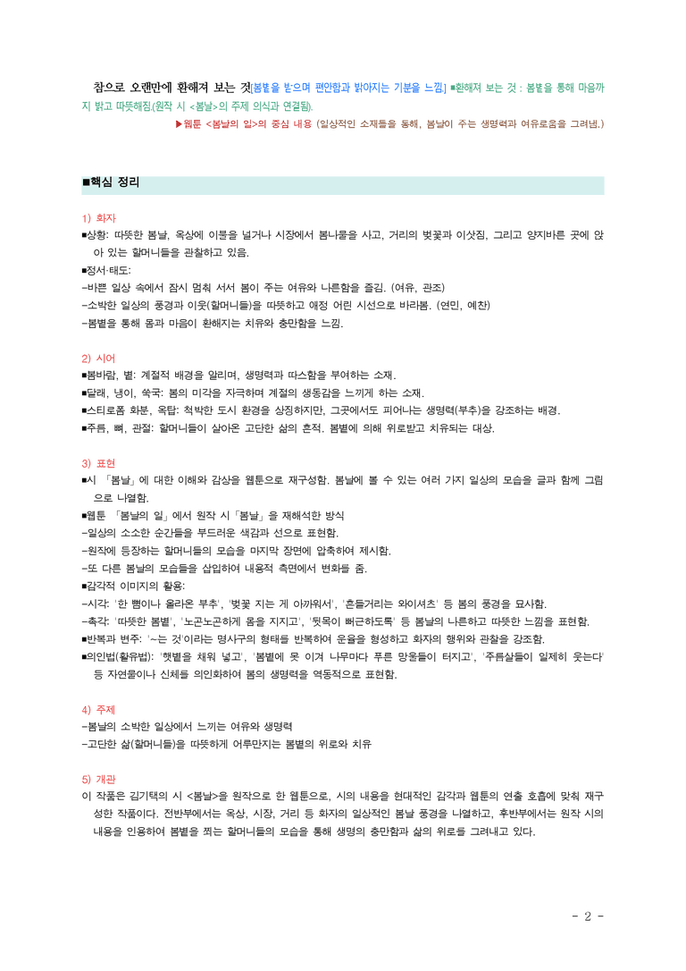 (문학-창) 3-4 (작품 더) 봄날의 일(싱고), 봄날(김기택) ■(해설•정리)-(4쪽)_preview_2
