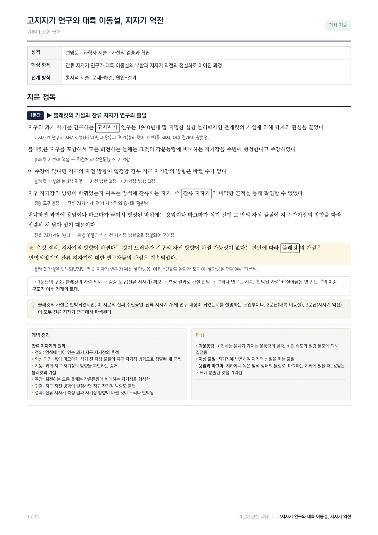 27 수능특강 독서 과학10 지자기 역전의 발견 지문분석_preview_undefined
