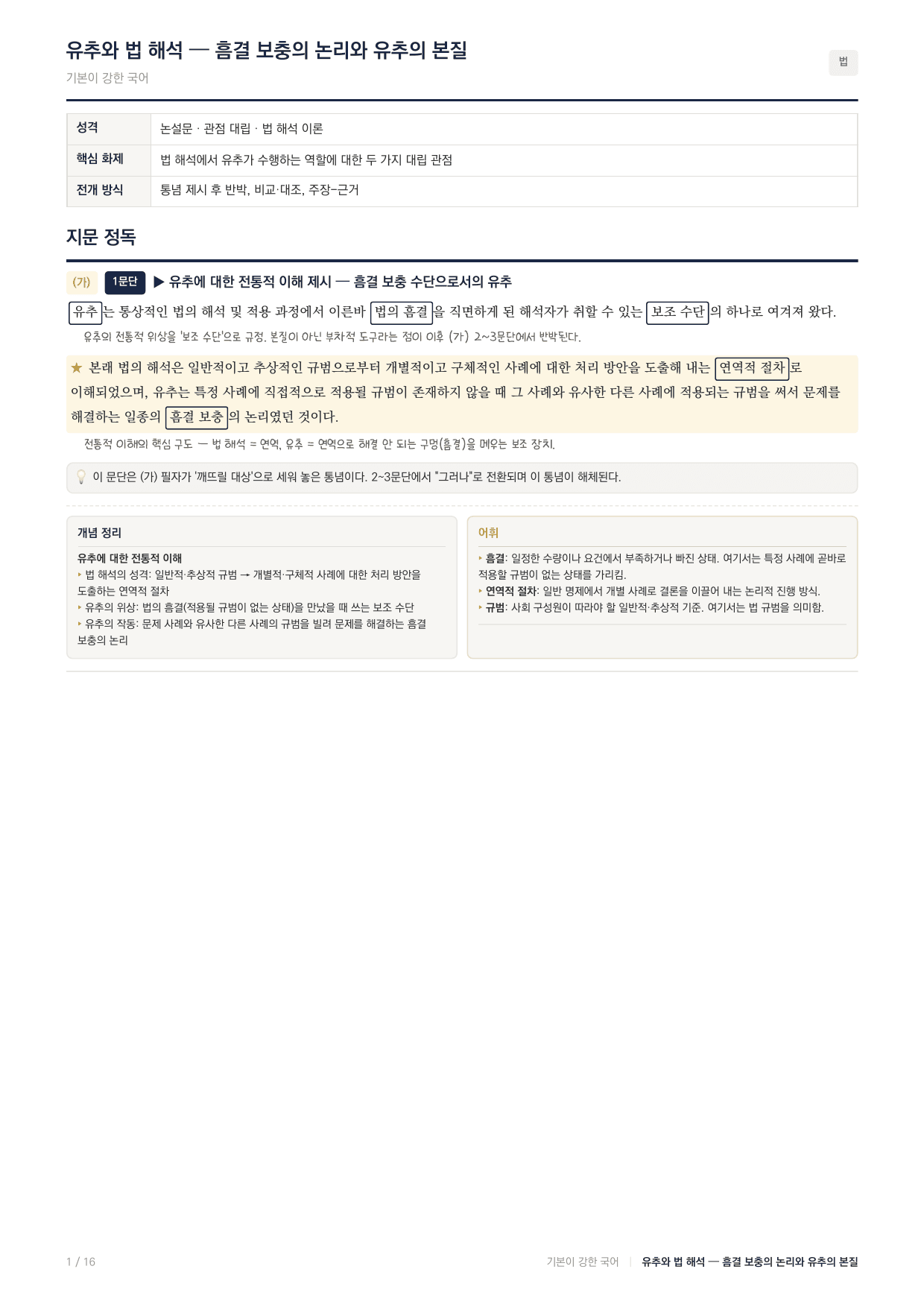 27 수능특강 독서 주제통합11 법 해석의 본질과 유추 지문 분석_preview_undefined