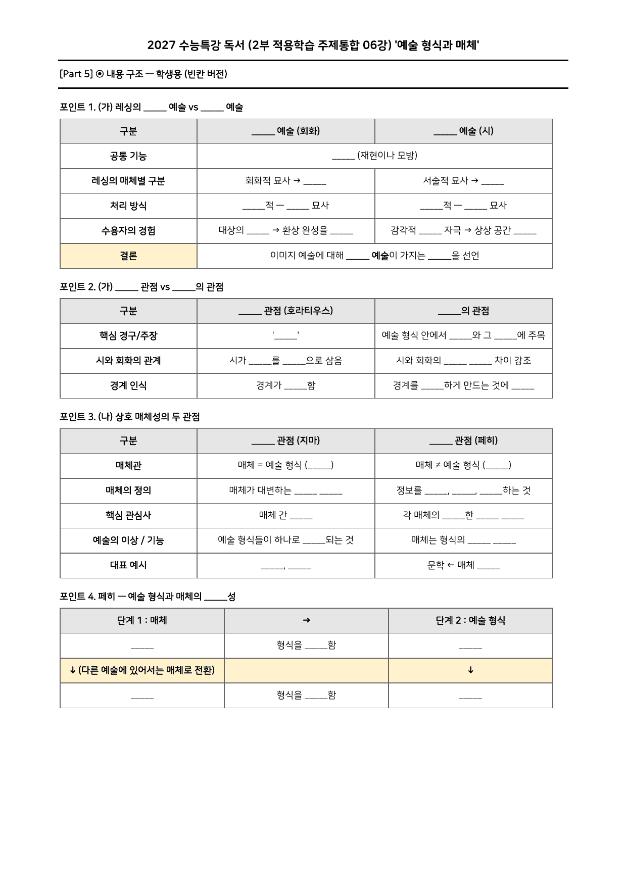 27 수특 독서 2부 주제통합 06강 예술 형식과 매체 워크북+문제_preview_undefined