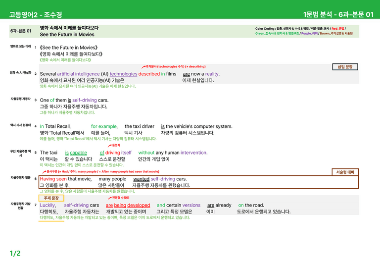 고등영어2 천재(조) 6과 상세분석 by 시드잉글리쉬_preview_1