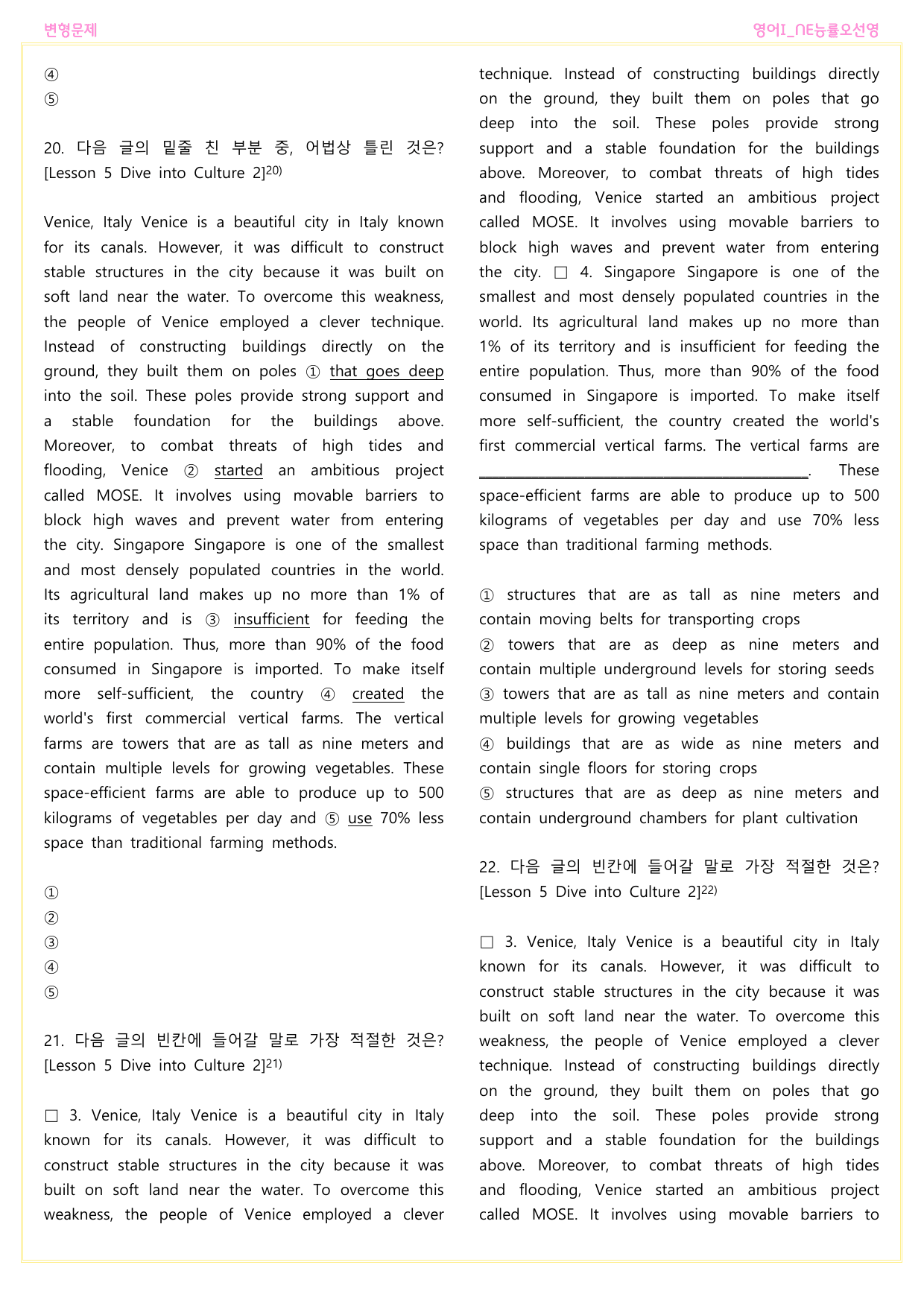 영어I_NE능률오선영_변형문제_Lesson 5 Dive into Cult_preview_undefined
