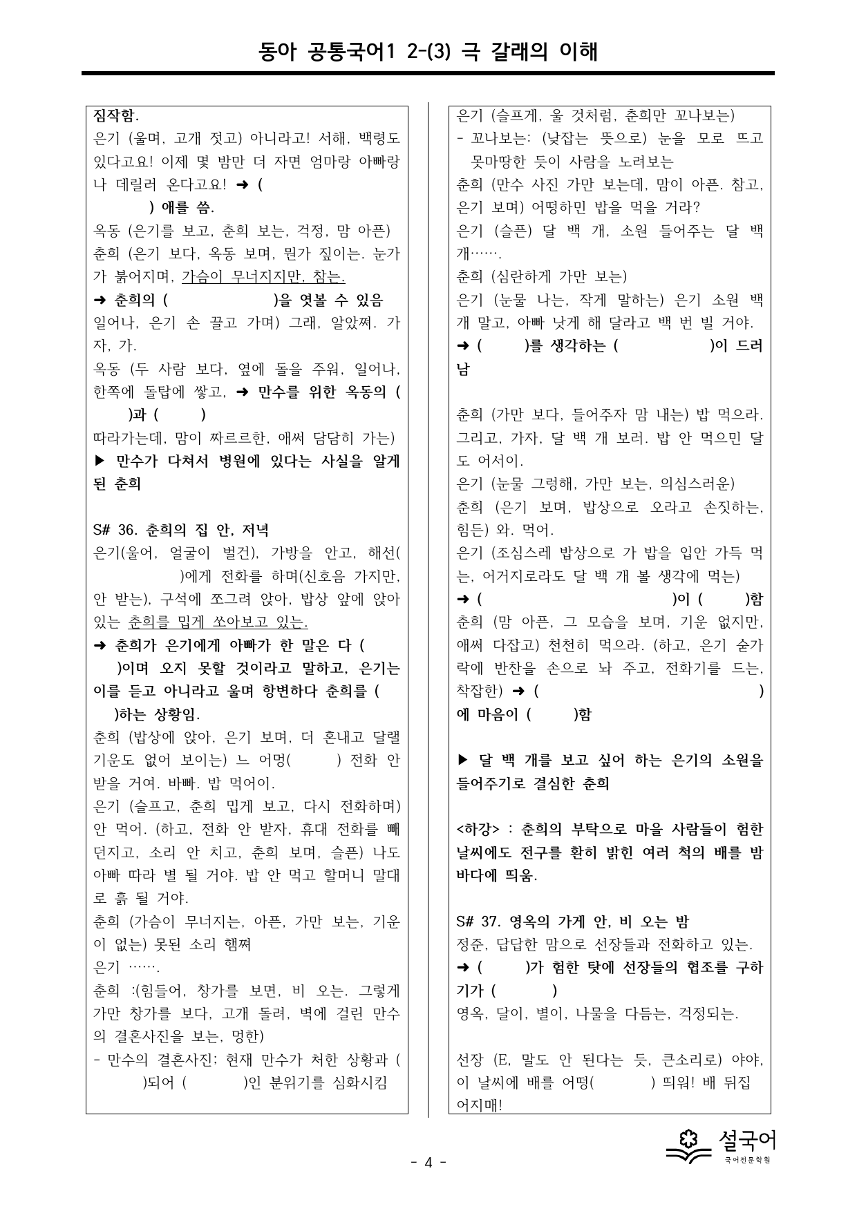 동아 공통국어1 2-(3) 극 갈래의 이해 분석 정리 _preview_undefined