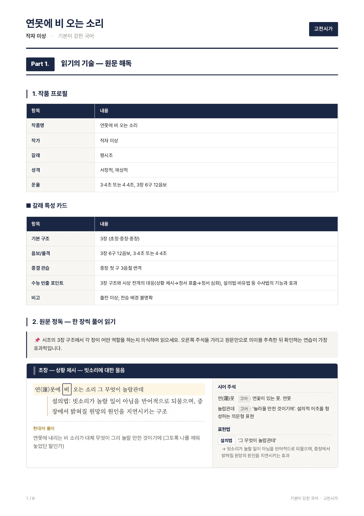27 수특 문학 고전시가05 연못에 비 오는 소리 지문분석_preview_undefined