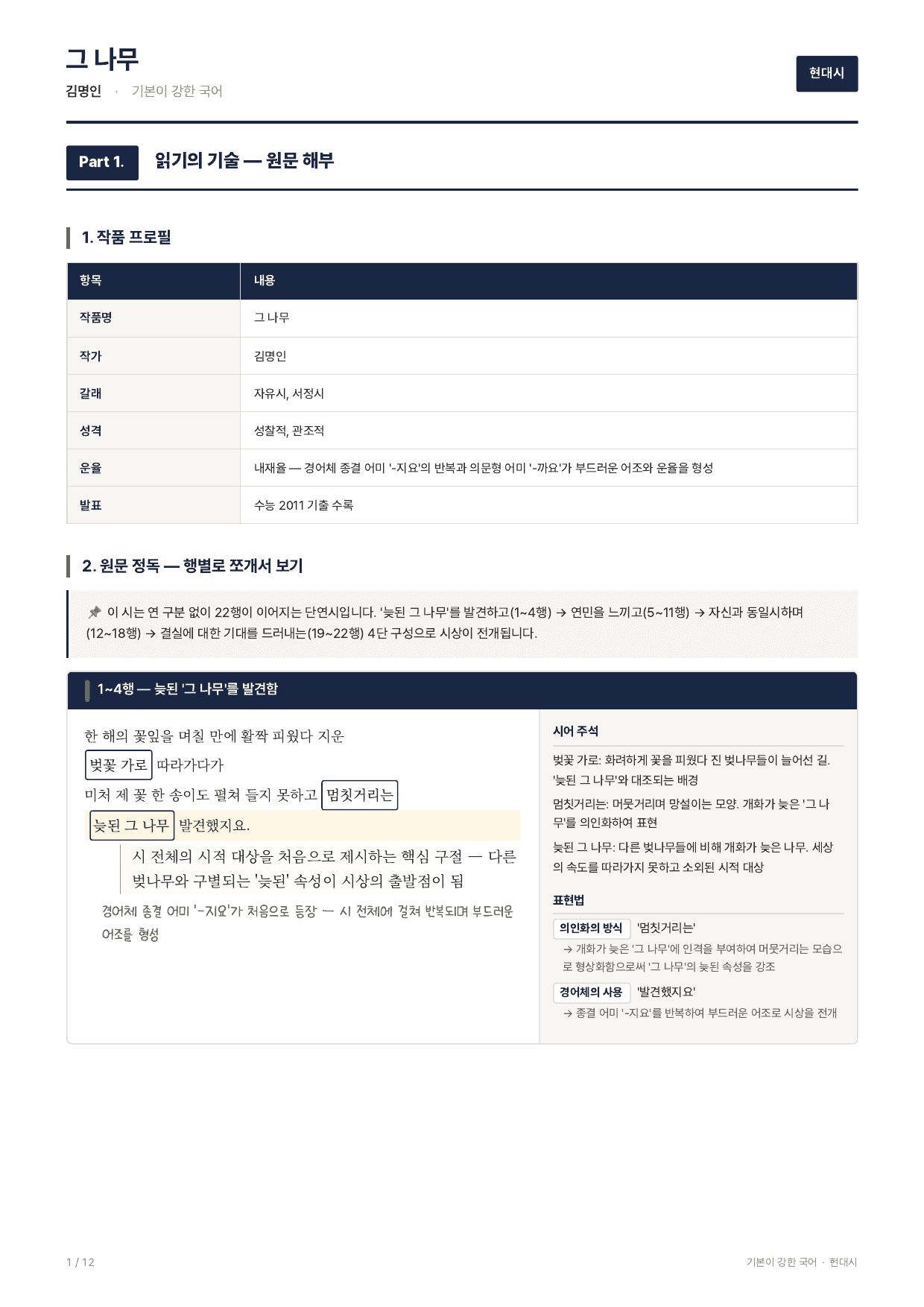 27 수특 문학 현대시09 그 나무 지문분석_preview_undefined
