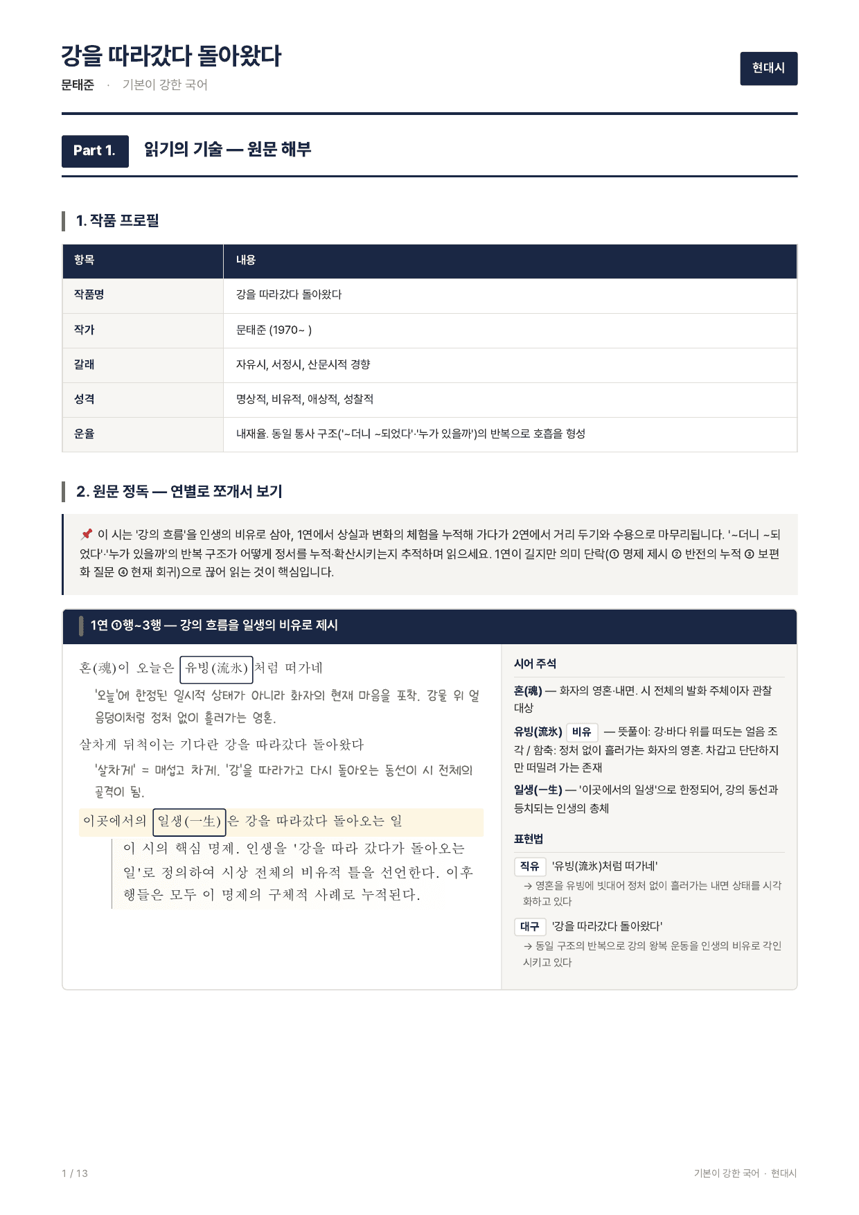27 수특 문학 갈래복합11 강을 따라갔다 돌아왔다 지문분석_preview_undefined