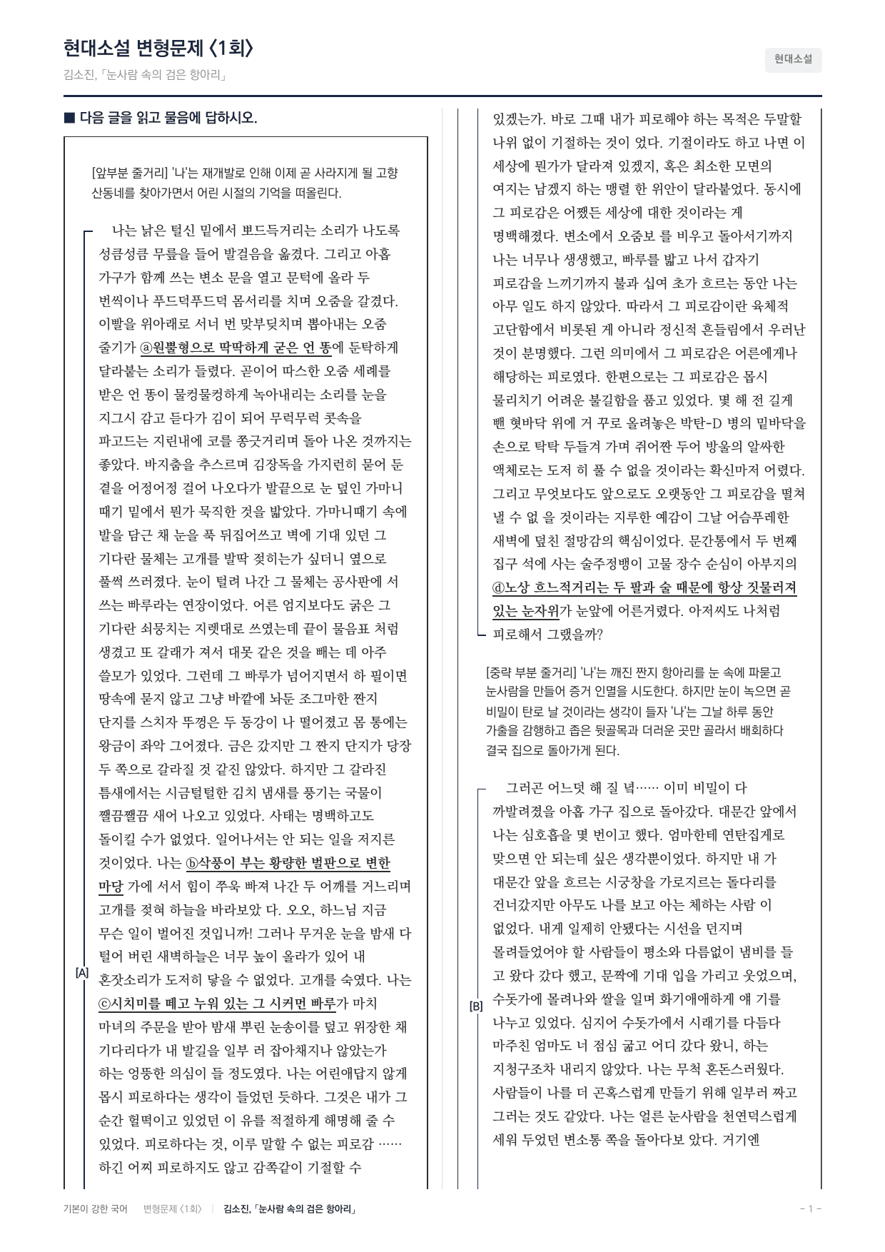 27 수특 문학 현대소설11 눈사람 속의 검은 항아리 내신문제(30)_preview_undefined