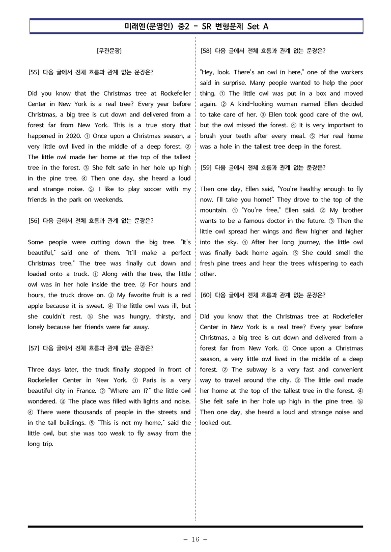 미래엔(문영인) 중2 - SR 변형문제 Set A (90제) by 이쌤문제은행 _preview_16