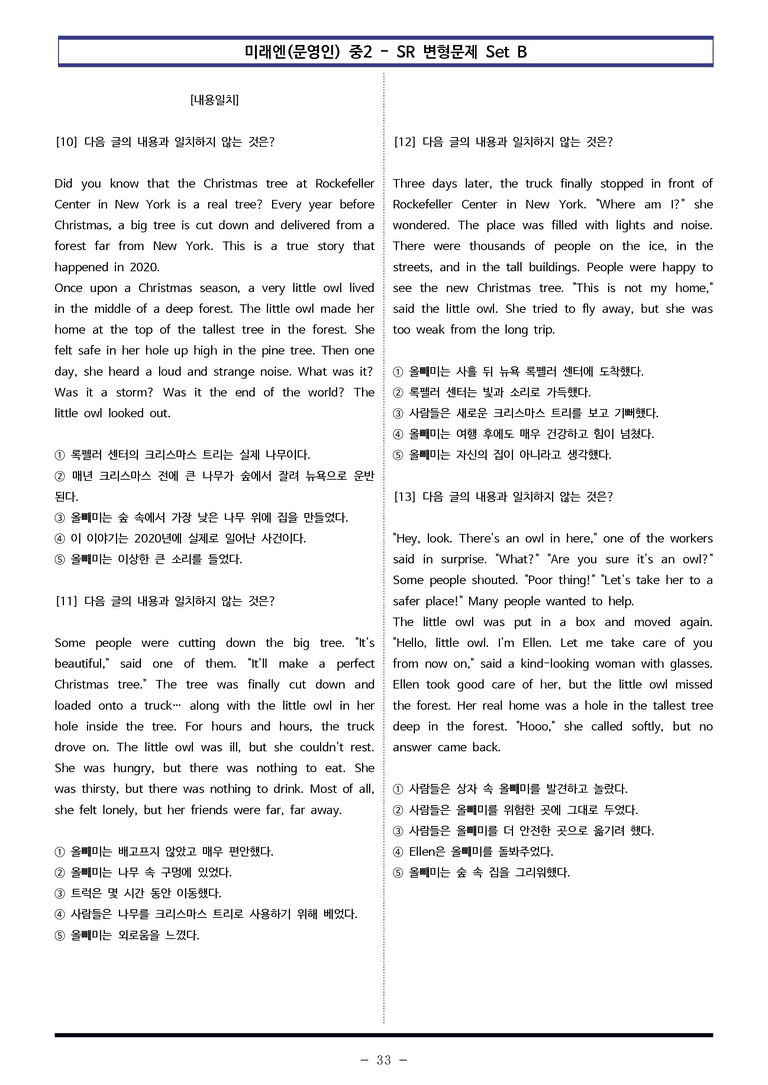 미래엔(문영인) 중2 - SR 변형문제 Set B (90제) by 이쌤문제은행 _preview_33