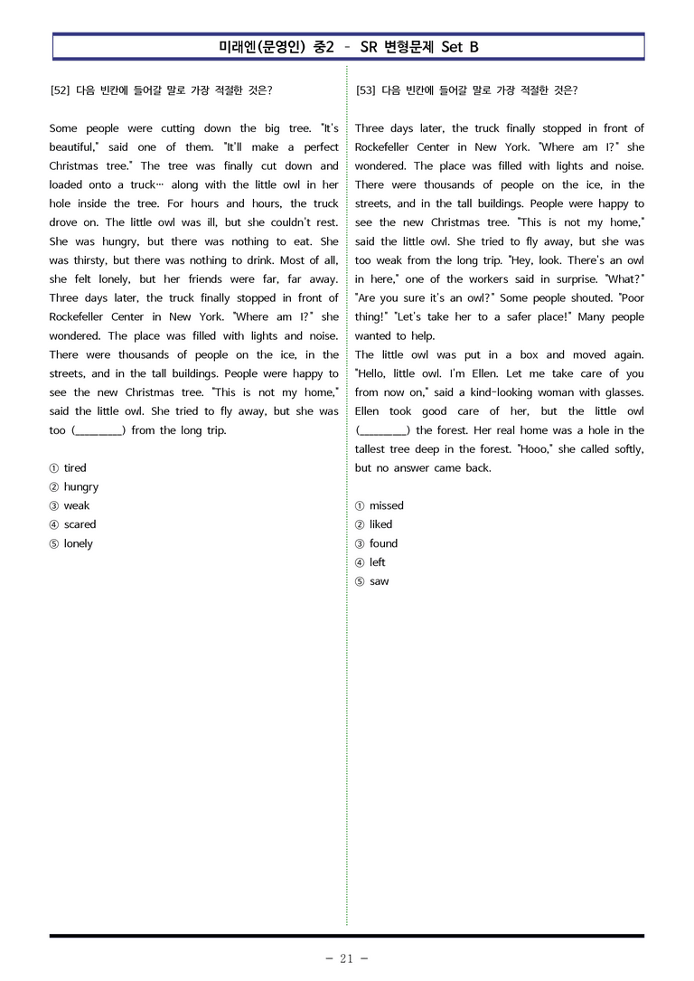 미래엔(문영인) 중2 - SR 변형문제 Set AB 통합본 (180제) by 이쌤문제은행 _preview_21