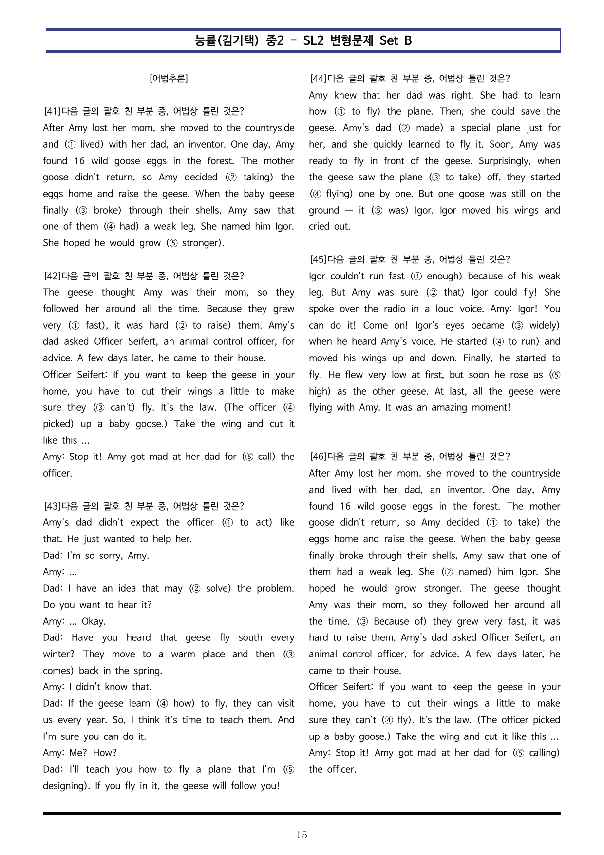 능률(김기택) 중2 - SL 2 변형문제 Set B (80제)_preview_undefined