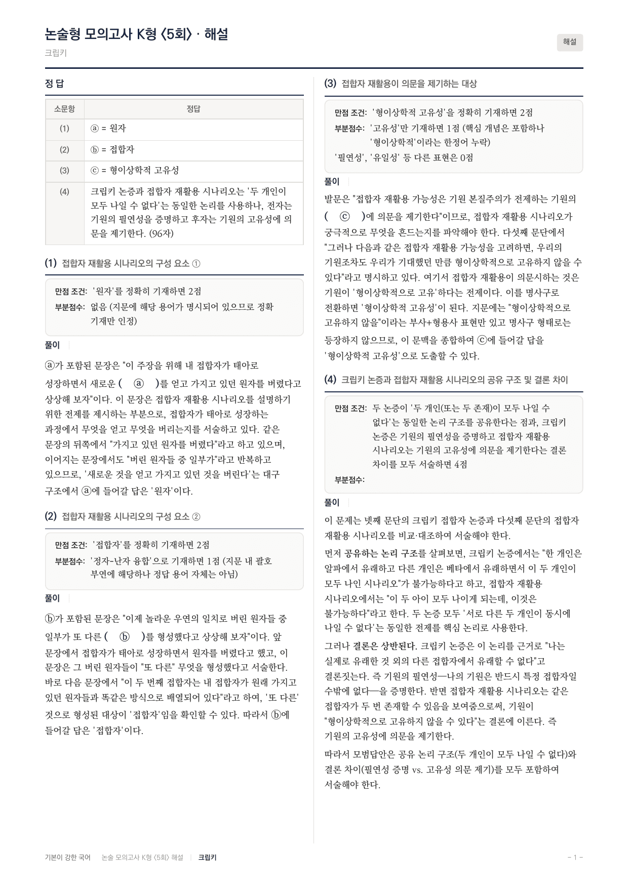 국민대 국어 약술형 인문11 기원본질주의 크립키_preview_undefined