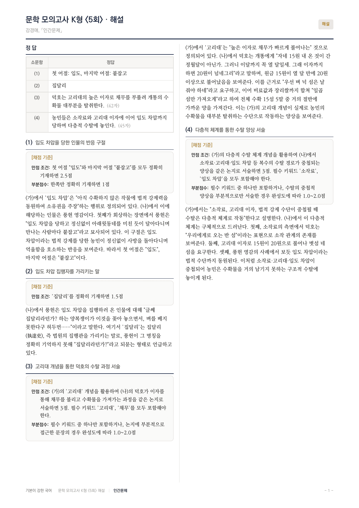 국민대 국어 약술형 논술대비 현대소설 인간문제(20)_preview_undefined
