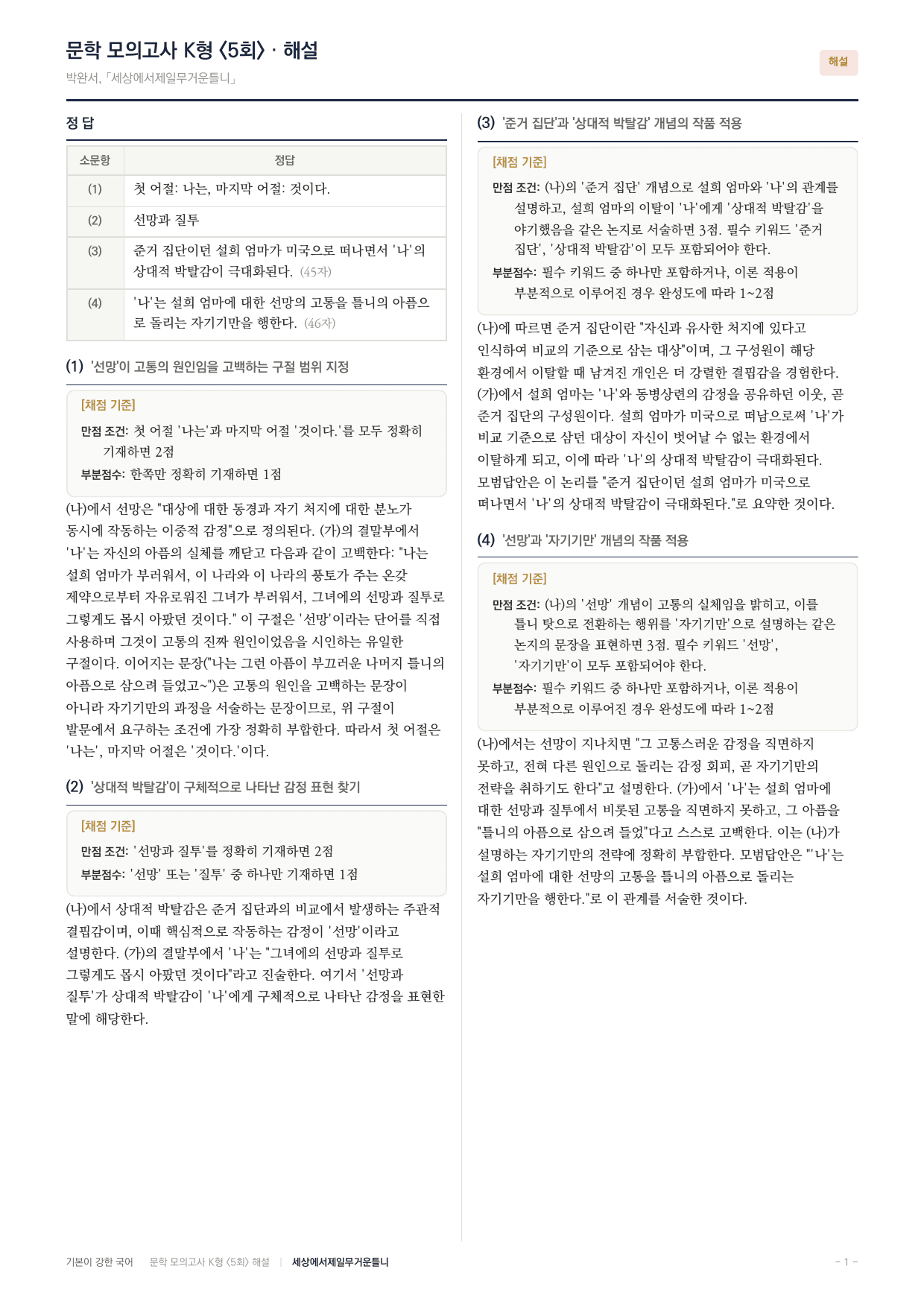 국민대 국어 약술형 논술대비 현대소설 세상에서 제일 무거운 틀니(20)_preview_undefined