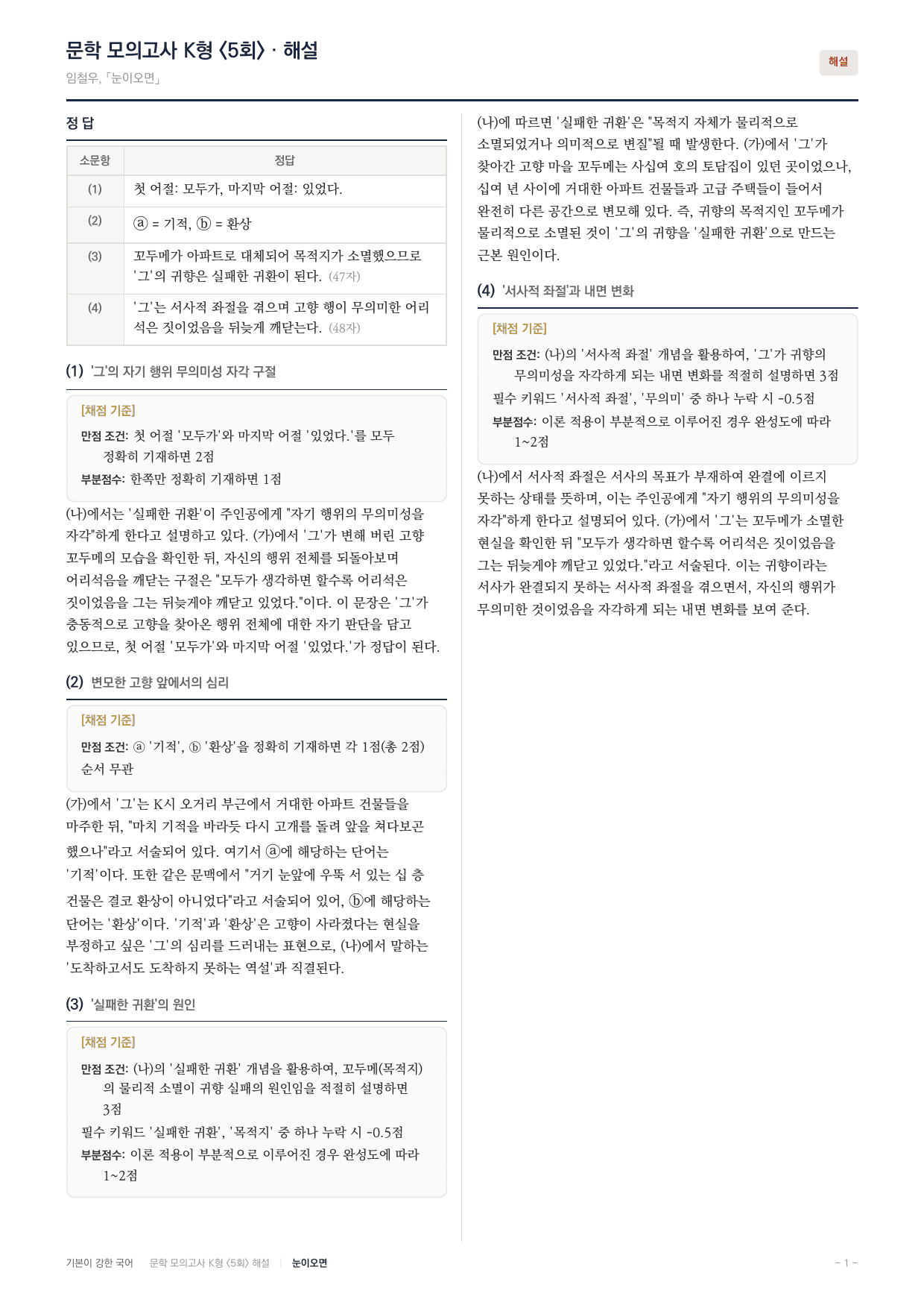 국민대 국어 약술형 논술대비 현대소설 눈이오면(20)_preview_undefined