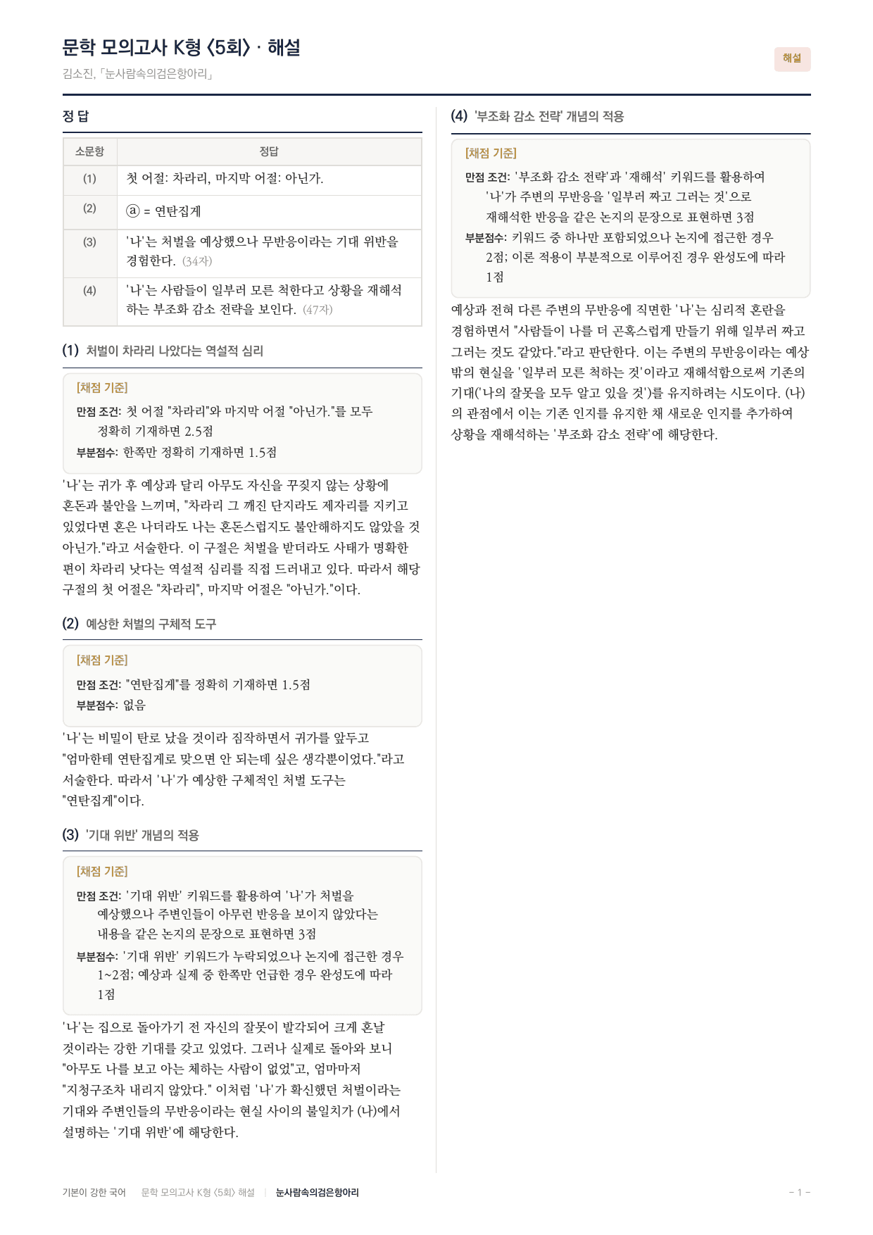 국민대 국어 약술형 논술대비 현대소설 눈사람 속의 검은 항아리(20)_preview_undefined