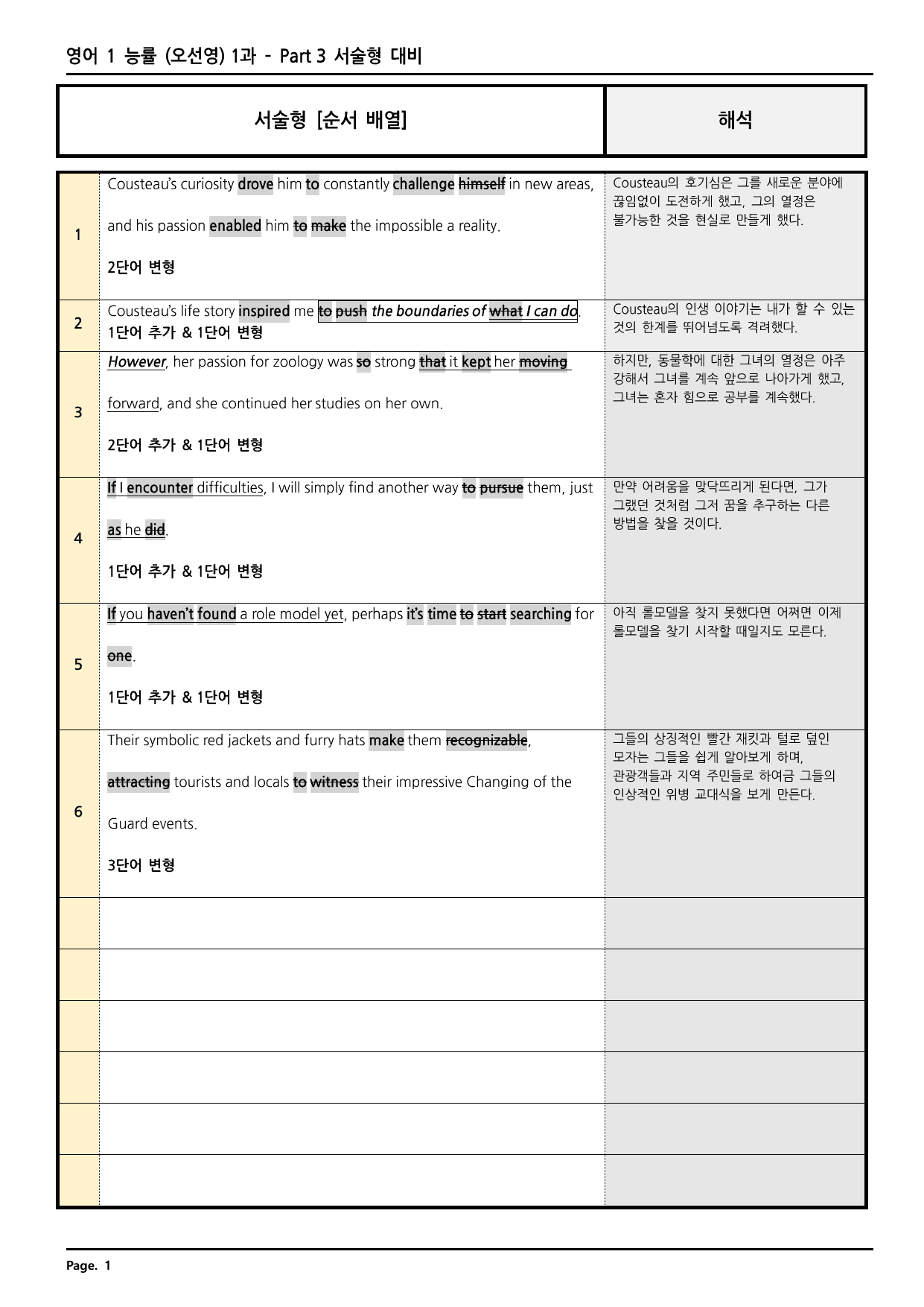 고등영어1 능률(민) 1과 깔끔한 분석과 완벽한 테스트 (74페이지)_preview_undefined