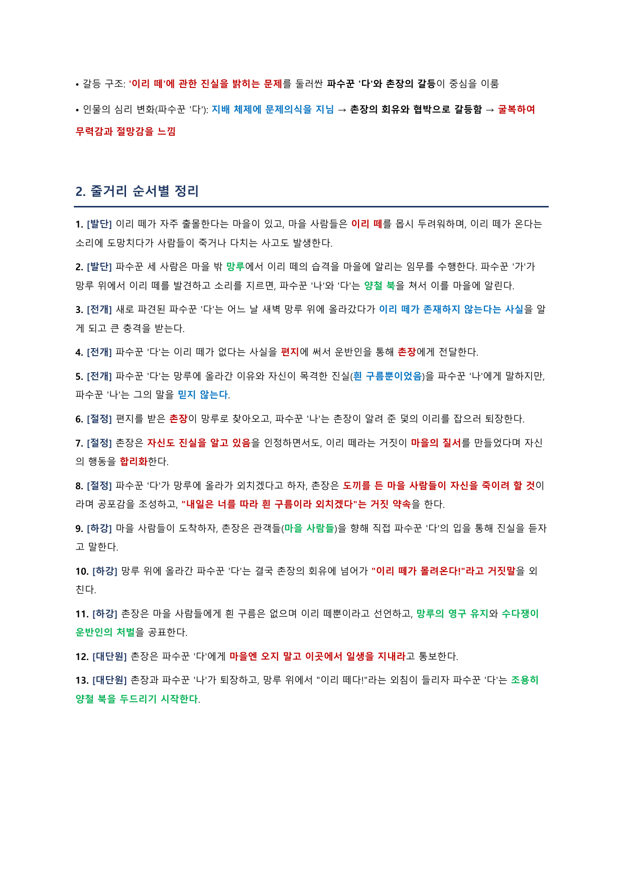 파수꾼 「이강백」 정리&OX (공통국어1 비상(강)2과)_preview_undefined