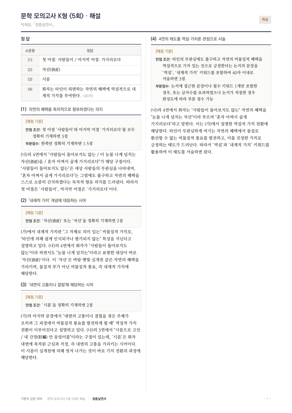 국민대 국어 약술형 문학 현대시 정릉살면서 박재삼_preview_undefined