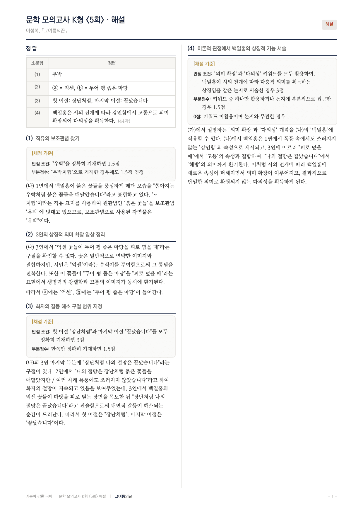 국민대 국어 약술형 대비 문학 현대시 그여름의끝 이성복_preview_undefined