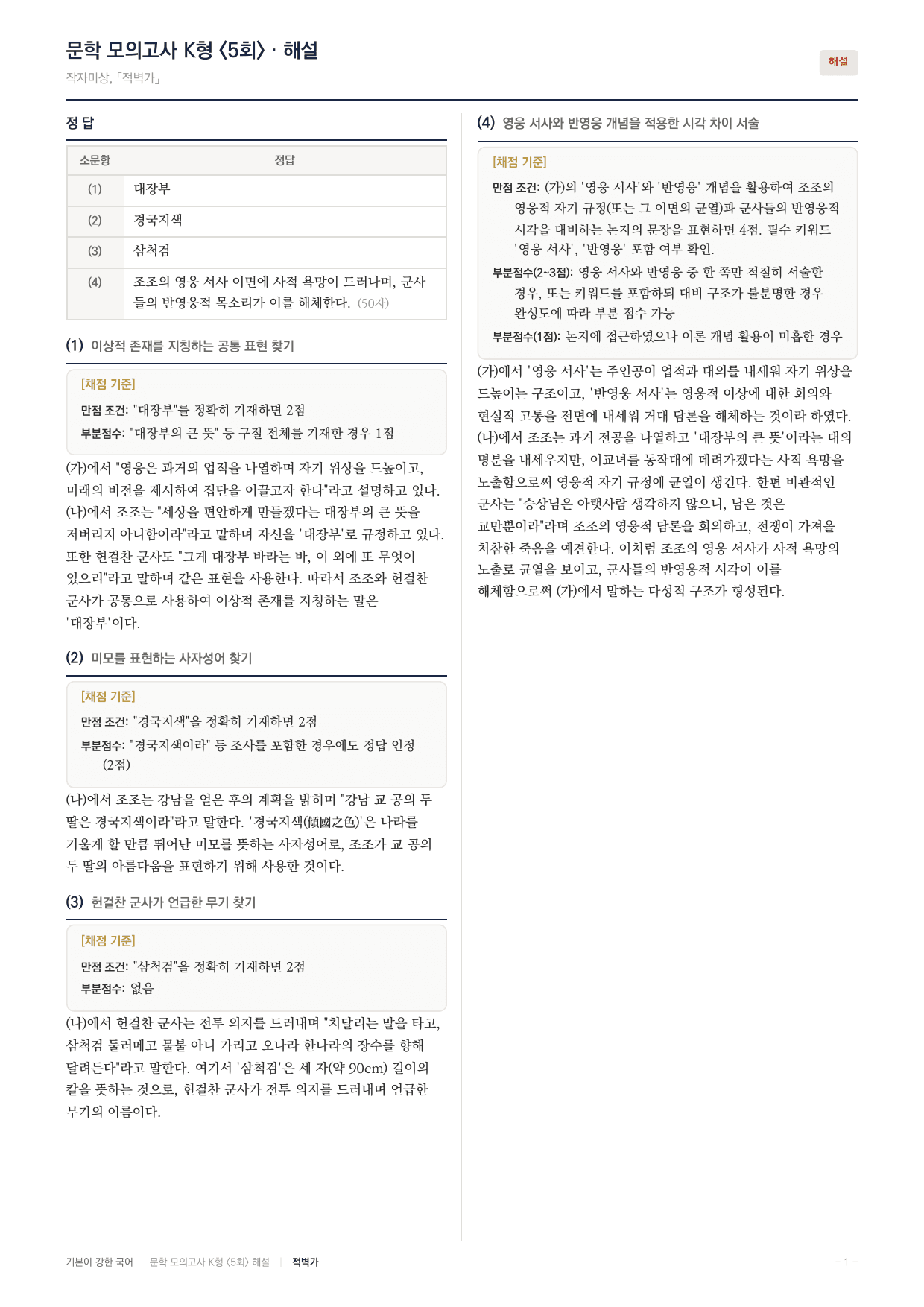 국민대 국어 약술형 대비 문학 고전소설 적벽가_preview_undefined