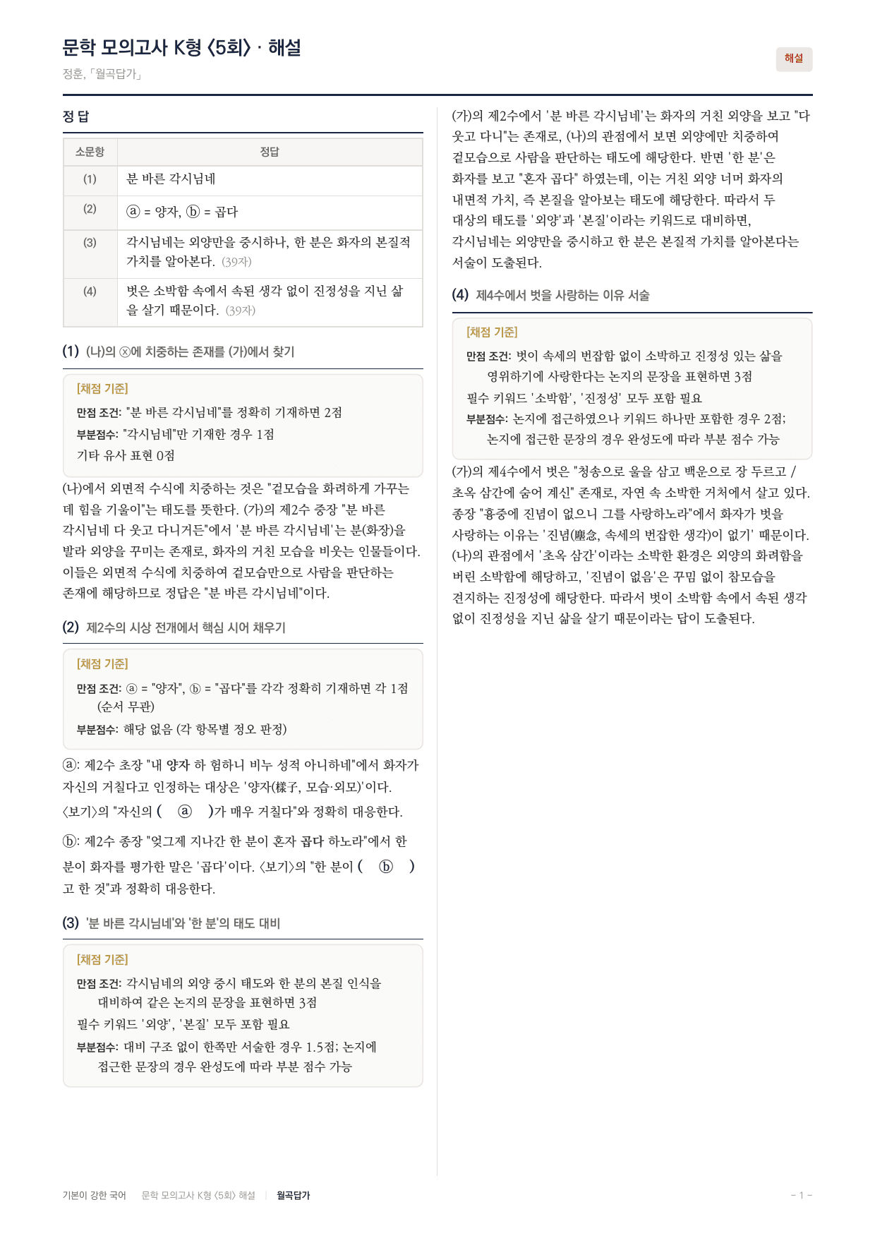 국민대 국어 약술형 대비 문학 고전시가 월곡답가_preview_undefined