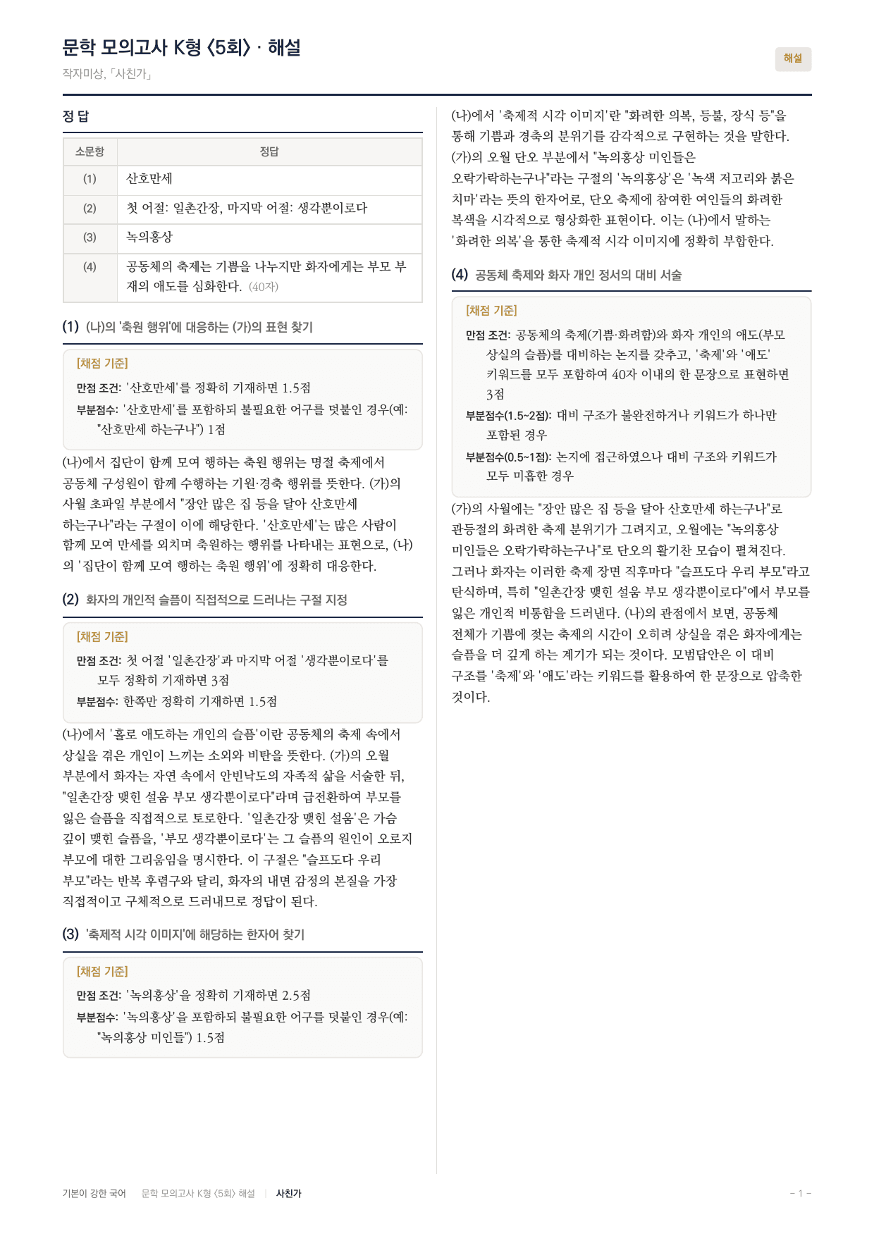 국민대 국어 약술형 대비 문학 고전시가 사친가_preview_undefined