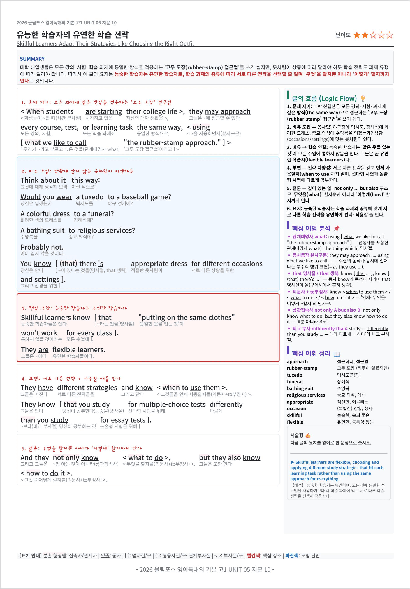 2026 올림포스 전국연합학력평가 영어독해 고1 UNIT 05 킹스분석_preview_undefined