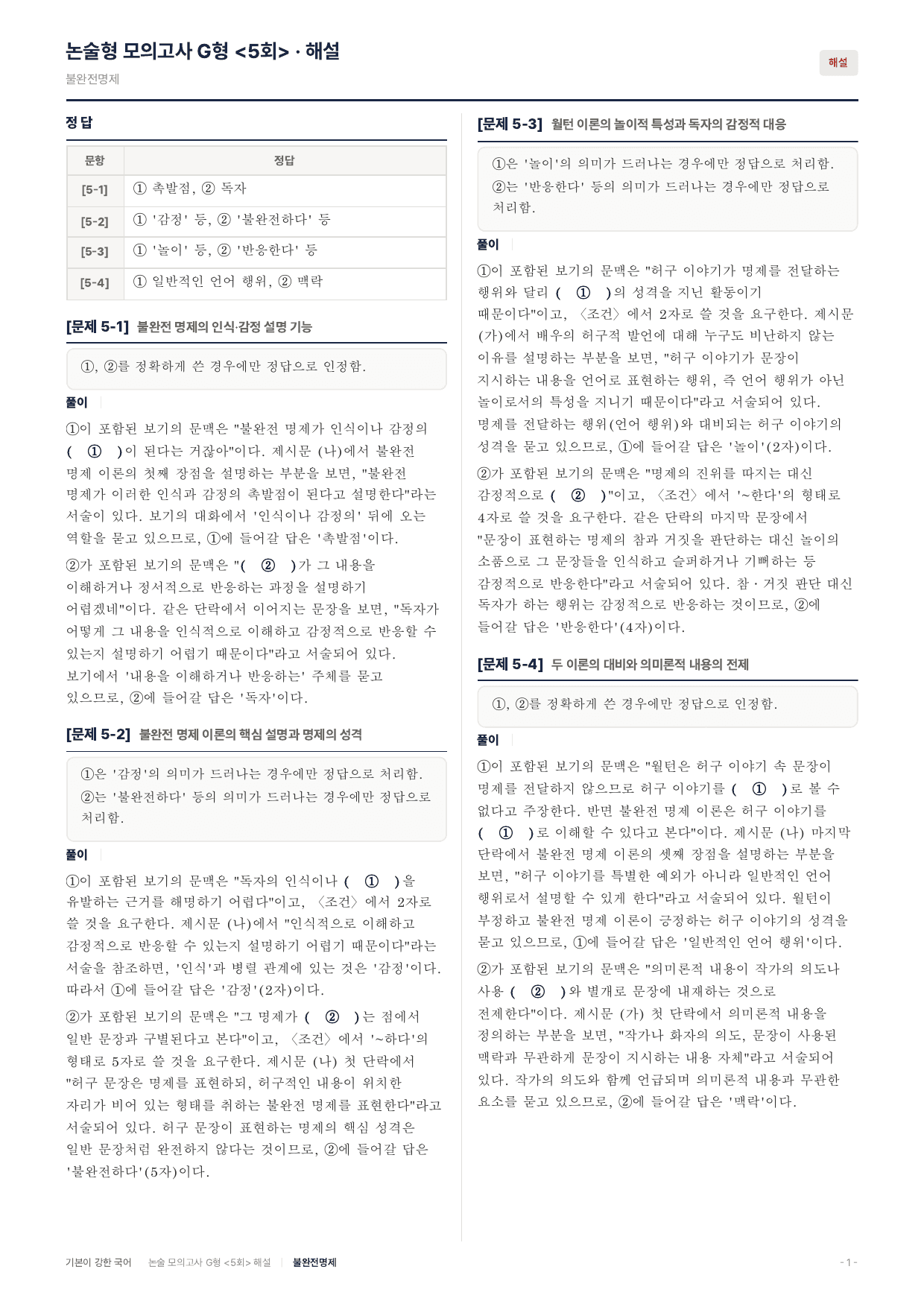 2027 가천대 약술 대비 독서 개념학습 허구이야기이론 월턴 불완전명제_preview_undefined