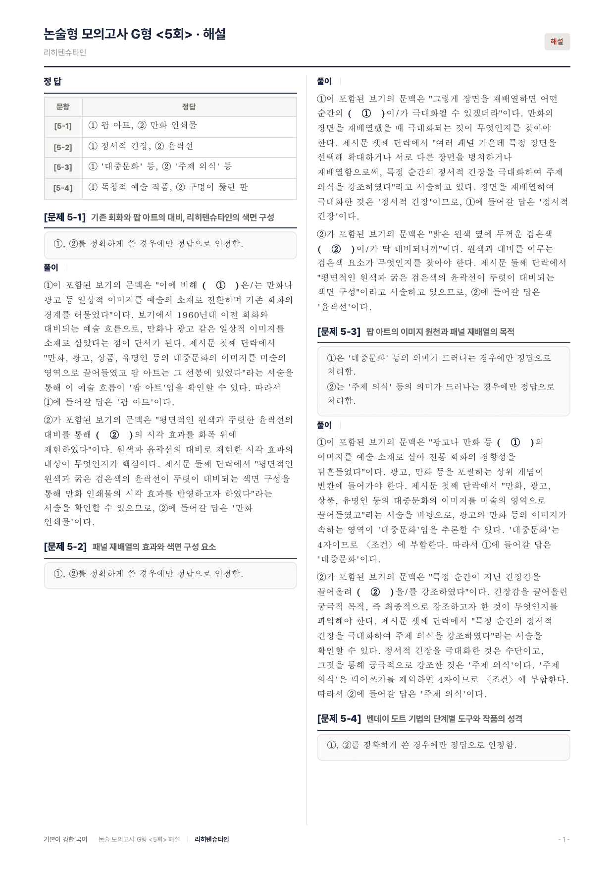 2027 가천대 약술 대비 독서 개념학습 팝아트 리히텐슈타인_preview_undefined